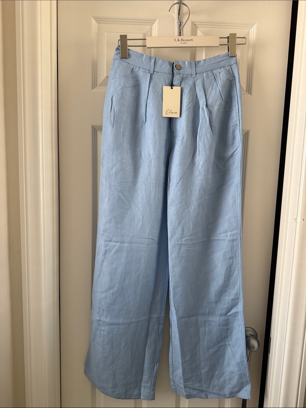 Elan💦 Light Blue Wide-Leg Chinos for Men